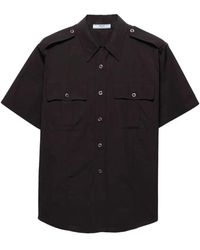 Prada - Short-Sleeved Poplin Utility Shirt - Lyst