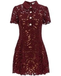 Self-Portrait - Self Portrait 'Burgundy Lace Mini' Dress - Lyst