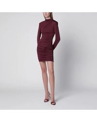 ROTATE BIRGER CHRISTENSEN - Burgundy Draped Mini Dress - Lyst
