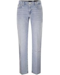 7 For All Mankind - Straight Fit Light Wash Vintage-Effect Denim Jeans - Lyst