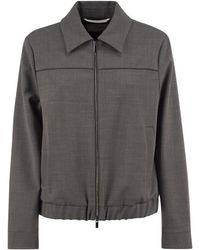 Peserico - Stretch Wool Blend Bomber Jacket - Lyst