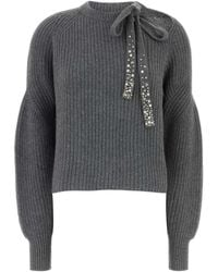 Des Phemmes - Bow Knit Rn Sweater - Lyst