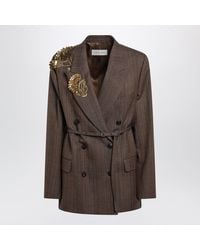 Dries Van Noten - Pinstripe Jacket With Sequin Embroidery - Lyst