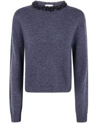 Semicouture - "Denny" Short Sleeves Round Neck Sweater - Lyst
