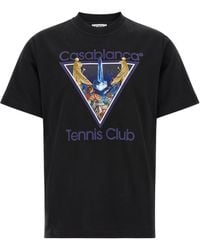 CASABLANCA - 'Monde Perdu Tennis Club Icon' Print T-Shirt - Lyst