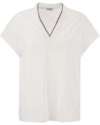 Brunello Cucinelli - Stretch Cotton Jersey T-Shirt With Precious Neckline - Lyst