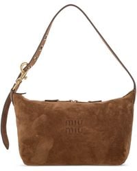 Miu Miu - Logo-Embossed Suede Shoulder Bag - Lyst