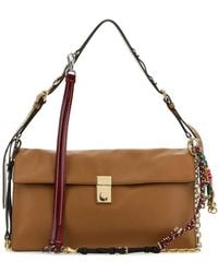 Prada - Camel Leather Large Soft Sound Shoulder Bag - Lyst