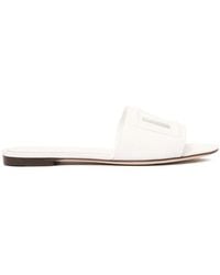 Dolce & Gabbana - Dolce & Gabbana Dg Logo Leather Flat Sandals - Lyst