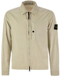 Stone Island - Overshirt With Chest Pocket And Two-Way Zip - Lyst