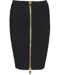 Balmain - Hw Zipped Croco Knit Knee Lenght Skirt - Lyst