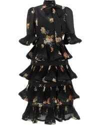 Zimmermann - Pleated Sleeved Dress - Lyst