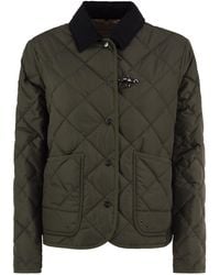 Fay - Quilted Jacket With Corduroy Collar And Hook - Lyst