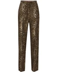 Max Mara - Mstromana – Silk Trousers With Animal Print - Lyst