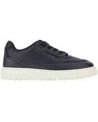 Emporio Armani - Leather Sneakers With Side Logo - Lyst