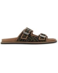 Fendi - Embroidered Canvas Feel Slippers - Lyst