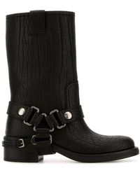 Miu Miu - Dark Leather Ankle Boots - Lyst