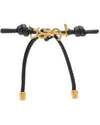 Saint Laurent - Leather Cassandre Bracelet - Lyst