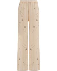 forte_forte - Fleurs Dorient Embroidered Crushed Velvet Trousers Viscose; Polyamide; Silk - Lyst