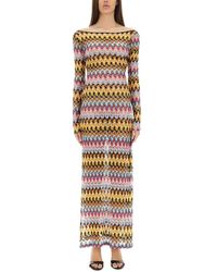Missoni - Viscose Lace Lamé Long Dress - Lyst