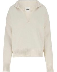 Jil Sander - Ivory Cashmere Blend Oversize Sweater - Lyst