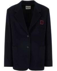 Miu Miu - Midnight Wool Blend Blazer - Lyst