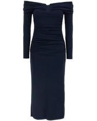 Carolina Herrera - 'Off-Shoulder 3/4 Slv Ruched Midi' Dress - Lyst