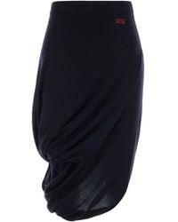 Loewe - Dark Wool Blend Skirt - Lyst