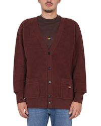 MSGM - V-Neck Cardigan With Embroidered Logo Detail - Lyst