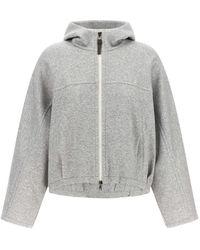 Brunello Cucinelli - 'Shiny Zipper Pull' Cropped Hoodie - Lyst