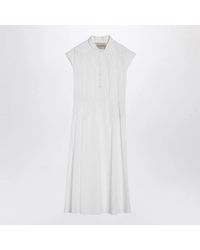 Valentino - Midi Dress With Sangallo Embroidery - Lyst