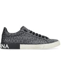 Dolce & Gabbana - Dolce & Gabbana Portofino Leather And Fabric Low-Top Sneakers - Lyst