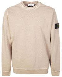 Stone Island - Crewneck Sweatshirt With Badge - Lyst