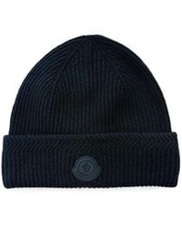 Moncler - Logo-Patch Ribbed-Knit Beanie Hat - Lyst