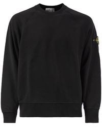 Stone Island - Cotton Crew Neck Sweatshirt With Compass Badge - Lyst