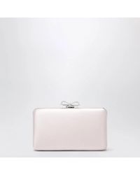 Self-Portrait - Self Portrait Satin Clutch With Crystal Bow - Lyst