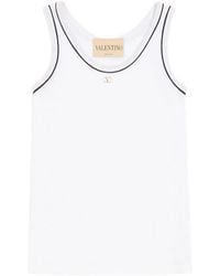 Valentino - Logo Cotton Tank Top - Lyst