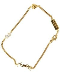 Saint Laurent - Cassandre Heart Charm Bracelet With Rhinestones - Lyst