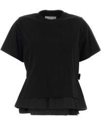 Sacai - Poplin X Cotton Jersey T-Shirt - Lyst