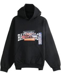 Balenciaga - Logo-Print Cotton Hoodie - Lyst