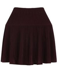 Alaïa - Alaia Burgundy Crinoline Wool Mini Skirt - Lyst