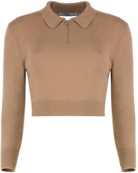 Prada - Camel Cashmere Sweater - Lyst