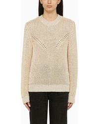 Isabel Marant - Recycled Polyester Ecru Crew-Neck Jumper - Lyst
