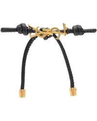 Saint Laurent - Leather Cassandre Bracelet - Lyst