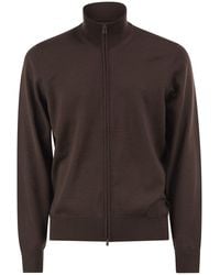 BOSS - Pure Virgin Wool Zip-Up Cardigan - Lyst