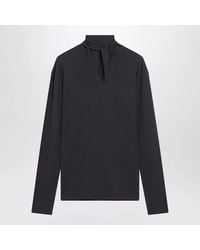 Lemaire - Dark Longsleeved Sweater With Scarf Detail - Lyst