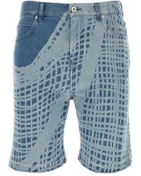 Loewe - Printed Denim Bermuda Shorts - Lyst