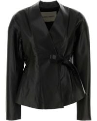 Alberta Ferretti - Lamb Leather Cropped Jacket With Soft Lining - Lyst
