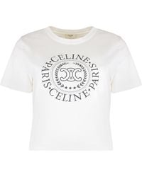 Celine - Cotton T-Shirt With Logo - Lyst