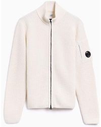 C.P. Company - Waffle-Knit Cardigan With A Zip Front - Lyst